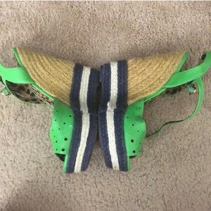 Jessica Simpson green & navy espadrille wedge-8.5